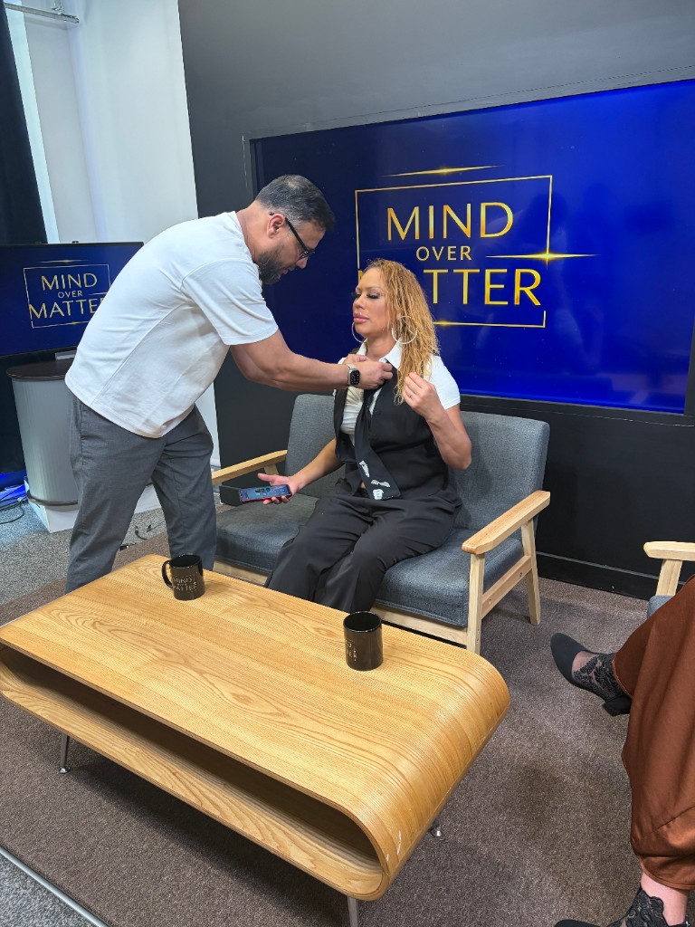 Behind the scenes on the Mind Over Matter set — Zara being made ready